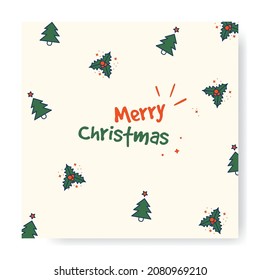 Merry Christmas Season Greeting Card Invitation with playfull hand drawn style design vector