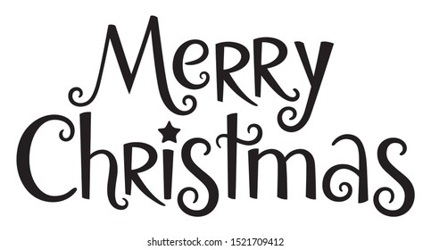MERRY CHRISTMAS seasonal black hand lettering banner