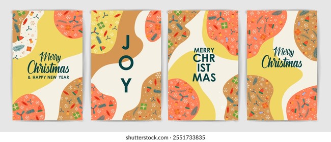 Merry Christmas and Seasons Greeting Happy New Year celebration background in vector
