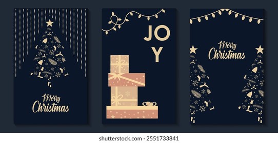 Merry Christmas and Seasons Greeting Happy New Year celebration background in vector