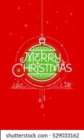 Merry Christmas, Season's greetings and Happy New Year. Greeting card. Vector illustration