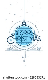 Merry Christmas, Season's greetings and Happy New Year. Greeting card. Vector illustration