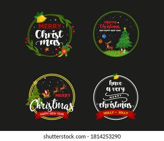 Merry Christmas set 4 vector eps