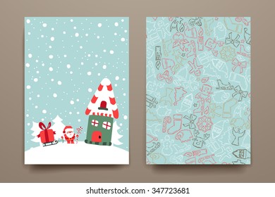 Merry Christmas Set Of Card Templates. Collection for Greeting, Congratulations, Invitations.