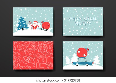 Merry Christmas Set Of Card Templates. Collection for Greeting, Congratulations, Invitations.