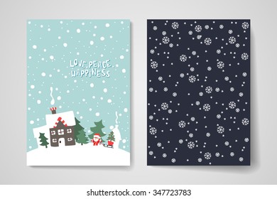 Merry Christmas Set Of Card Templates. Collection for Greeting, Congratulations, Invitations.