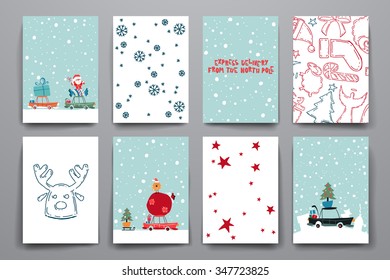 Merry Christmas Set Of Card Templates. Collection for Greeting, Congratulations, Invitations.