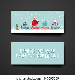 Merry Christmas Set Of Card Templates. Collection for Greeting, Congratulations, Invitations.