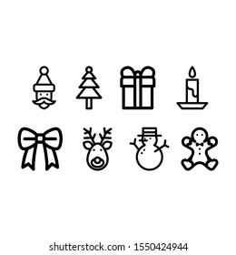 merry christmas set con in flat style isolated. Vector Symbol illustration.