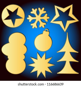 Merry Christmas set from different symbols on a dark blue background