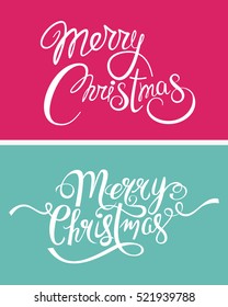 Merry Christmas set hand drawn lettering text vector illustration. Holiday xmas signs for postcards. 