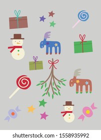 Merry Christmas! Set of holiday. Vector image.  christmas elements. 