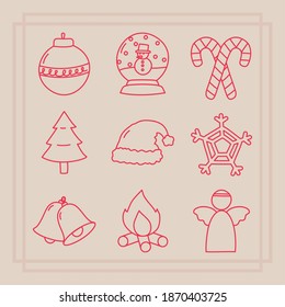 merry christmas set of icons design, winter season and decoration theme Vector illustration