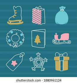 merry christmas set of icons design, winter season and decoration theme Vector illustration