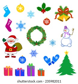 Merry christmas set of icons and elements vector