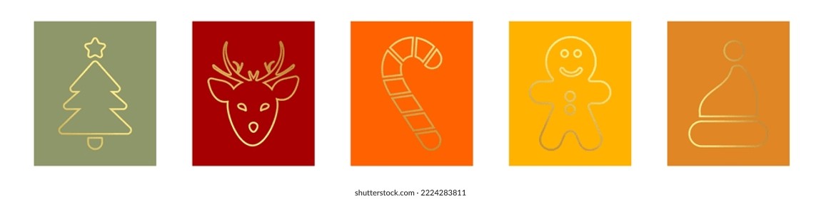 Merry Christmas set of modern greeting card elements