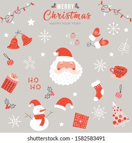 merry christmas set, new year 