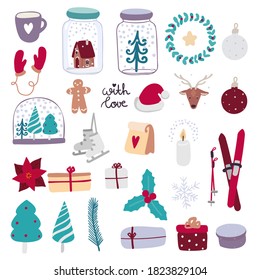 merry christmas set on the white background