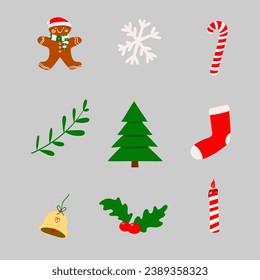 Merry Christmas. Set of Christmas ornament illustrations