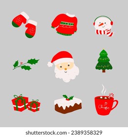 Merry Christmas. Set of Christmas ornament illustrations