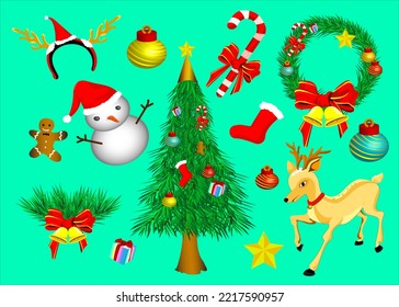 Merry Christmas set for sticker