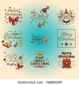 Merry Christmas. Set of typographic elements for greeting cards, invitations and other items.