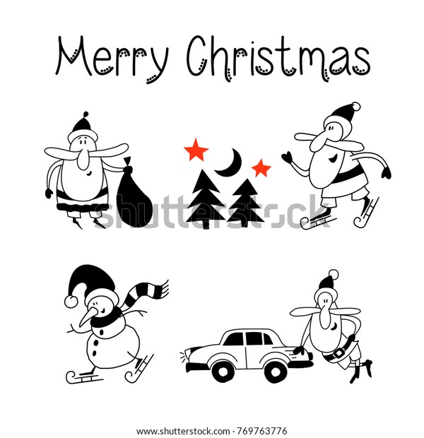 Merry Christmas Set Vector Christmas Clipart Stock Vector Royalty Free