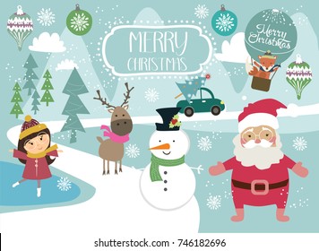 Merry christmas set. Vector illustration