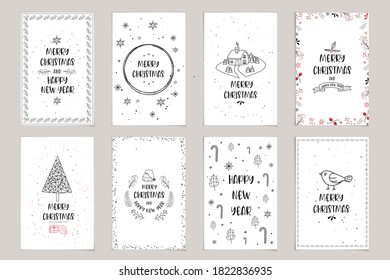 Merry christmas set of xmas reindeer patterns in colorful low poly style and text templates. Ideal for holiday greeting cards, print, or wrapping paper. EPS10 vector file.