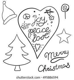 Merry christmas set for your creative design. Vector illustration