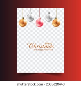 Merry christmas shiny ball brochure card design