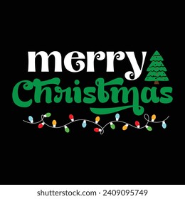 Merry Christmas Shirt, Christmas Lights, Christmas Tree Shirt Print Template