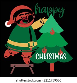 Merry Christmas shirts Print Template, Xmas Ugly Snow Santa Clouse New Year Holiday Candy Santa Hat vector illustration for Christmas hand lettered