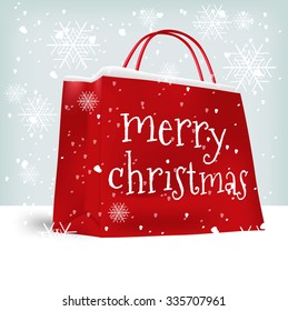 Merry Christmas shopping bag. Sale, christmas, x-mas and holidays concept