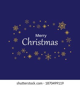 merry christmas with show flake and blue background