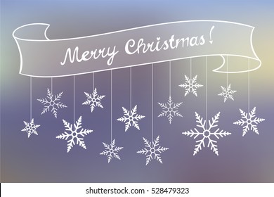 Merry Christmas sign holiday card with hand drawn letters