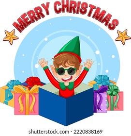 Merry Christmas sign icon cartoon illustration
