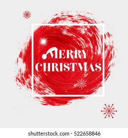 'Merry Christmas' sign text over abstract watercolor brush paint background vector illustration.