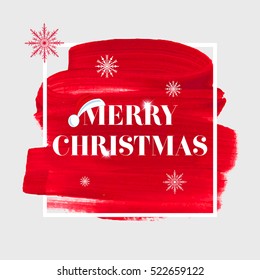 'Merry Christmas' sign text over abstract watercolor brush paint background vector illustration.