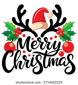 Merry Christmas Sign Typography Vector Illustration