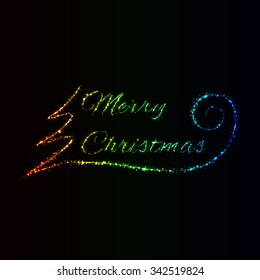 merry christmas signs of gradient lights on dark background sign