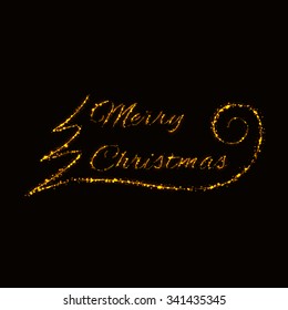 Merry Christmas signs of lights on dark background