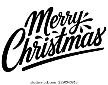 Merry Christmas Silhouette Black and White Typography Vector Art features festive lettering perfect for Christmas celebrations and T-shirt designs.#MerryChristmas #TypographyArt #TShirtDesign