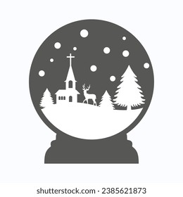 Merry Christmas silhouette night scene landscape