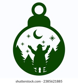Merry Christmas silhouette night scene landscape