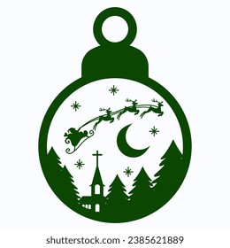 Merry Christmas silhouette night scene landscape