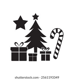 Merry Christmas silhouettes elements vector illustration