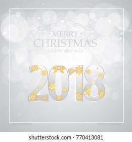 Merry Christmas Silver background and Bokeh 