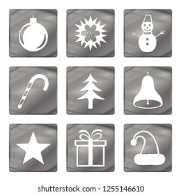 Merry Christmas silver color icon. Winter icons set in beautiful gradient design isolated on white background. New year gray sign vector illustration.