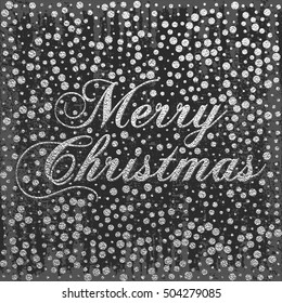 Merry Christmas silver glittering lettering design. Vector illustration. Element for greeting cards, posters.
